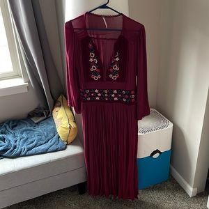 Free People embroidered midi dress